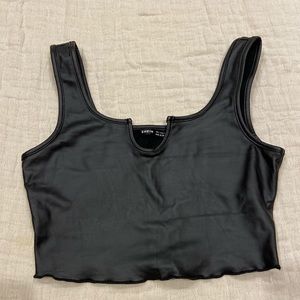 SHEIN faux leather black crop tank